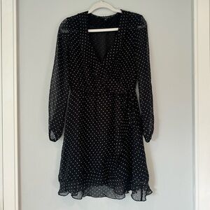 Black polka dot chiffon silky wrap dress bought in London